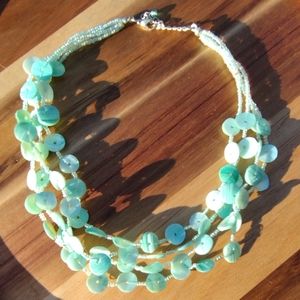 Vintage Abalone Shell Bead Necklace multi strand